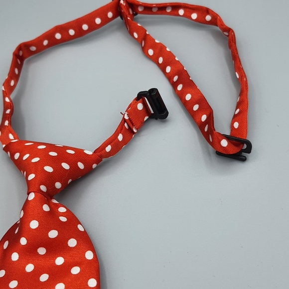 Pet Business Work Tie Red Polka Dot OS Adjustable Professional Dog Cat Neck Tie - Picture 7 of 8